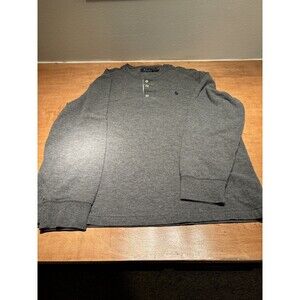Polo Ralph Lauren T Shirt Men Grey  Long Sleeve Pullover 1/4 button Size XL